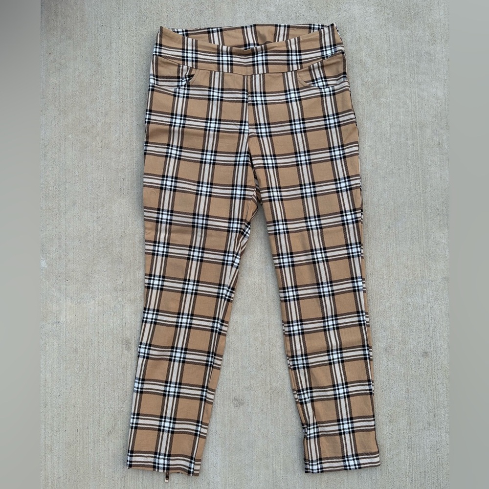 Women's Plaid Artex Ankle Pants in Tan